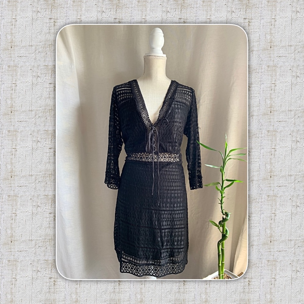 Large Cocktail Lace Black Dress